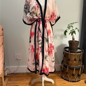 Karl Lagerfeld Floral Kimono, wear as robe or flowy top over camisol